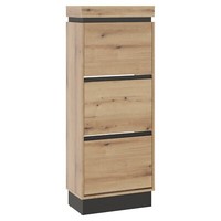Schuhkipper Schuhschrank Schuhkommode Coast Evoke Eiche Dekor Grau 3 Klappen