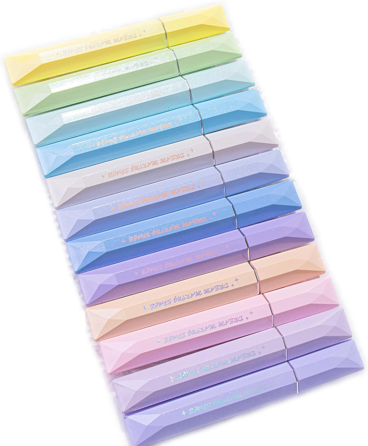 Glitter Pastel Highlighter, Set of 12, Assorted Colors, Metallic, Chisel Tip