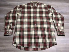 Mens Wool Cotton Blend Plaid Flannel Shirt Kinloch Anderson of Scotland Size M