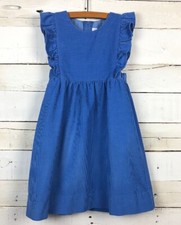 vintage FISCHEL by Johnston Sz 6 Blue Corduroy Pinafore Dress Made in USA
