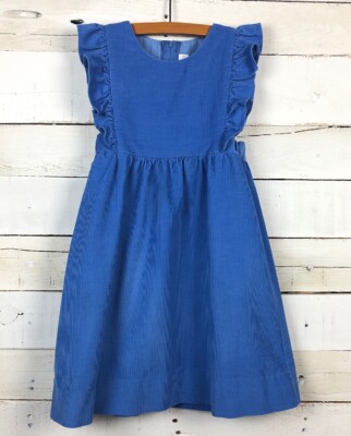 blue cord pinafore dress Precious 1970s Blue Cotton Corduroy Pinafore Dress – The Pansy Garden main image 1