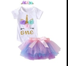 first Birthday Dress size 12 months Outfits Sets Baby Girl unicorn Tutu 3pcs