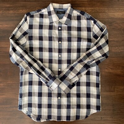 Banana Republic Men's Soft Wash Standard Fit Long Sleeve Shirt Size M Blue  Plaid | eBay