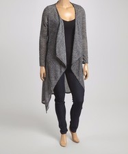 New Long Sleeve Speckled Charcoal Long Open Cardigan In Size L XL (Made In USA)