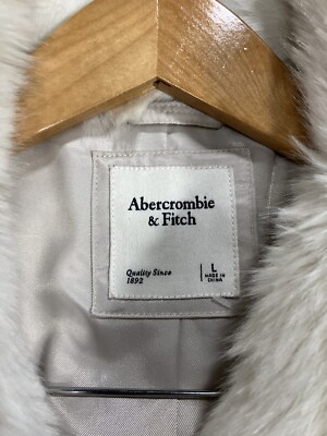 Abercrombie White Faux Fur Coat Size Large Never Worn | eBay