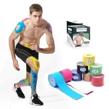 4Pack Kinesiology Tape Waterproof Breathable Cotton Elastic(16ftx2in)Mix colors