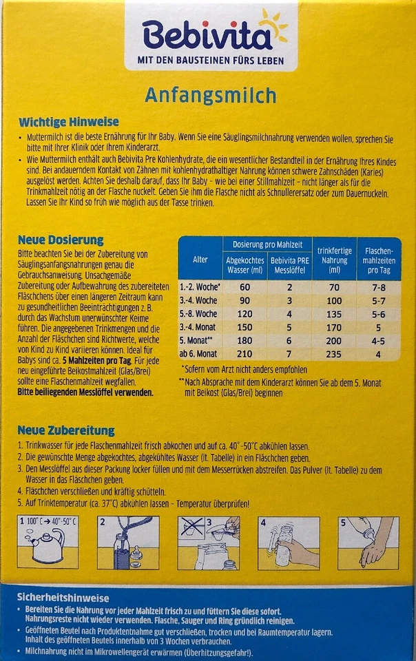 Bebivita PRE Anfangsmilch, 4er Pack (4 x 500g) - Bild 2 von 4