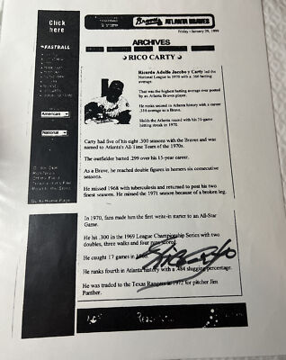 Rico Carty Autograph 