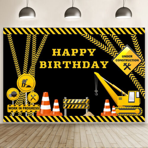 CONSTRUCTION BIRTHDAY PARTY BANNER BACKDROP BACKGROUND | eBay