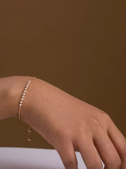 2Ct Round Cut Lab-Created Diamond Women's Bolo Bracelet 14K Gold Plated Finish-image