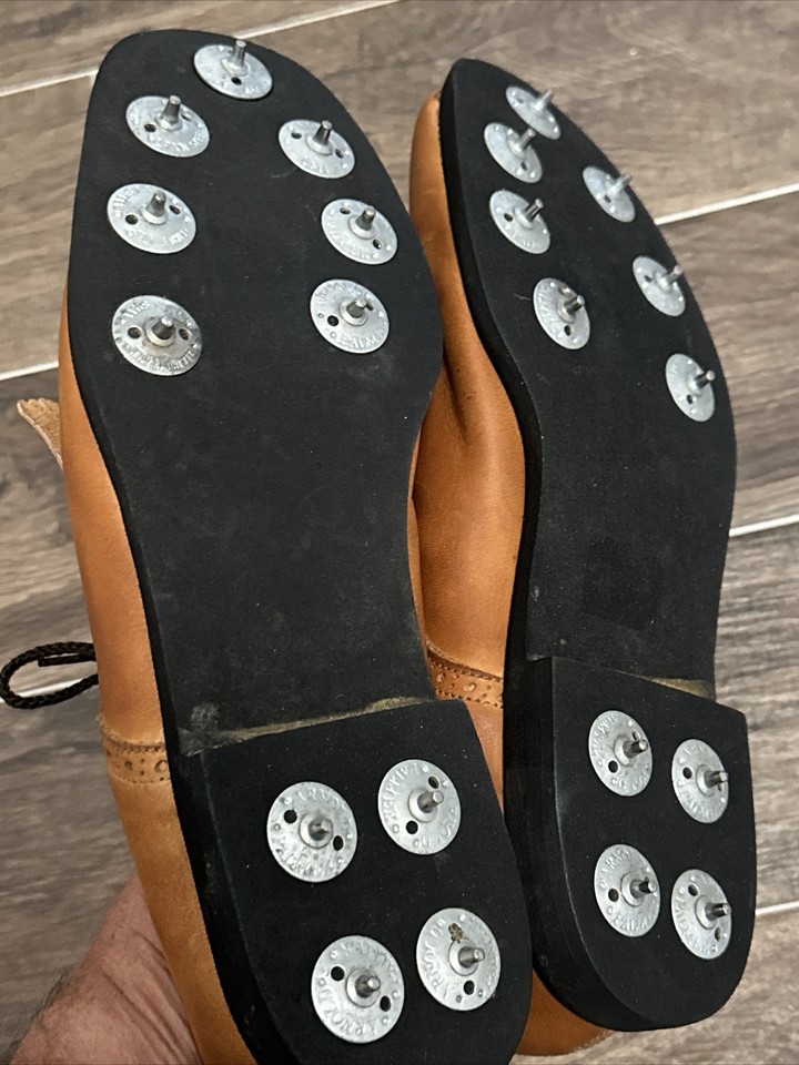 Vintage Leather ARNOLD PALMER Golf Shoes By Eaton Metal Spikes Men's