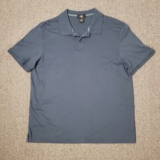 Calvin Klein Polo Shirt Mens Large Gray/Blue Short Sleeve 100 Cotton SOFT