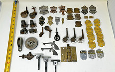 Lot of Vintage Art Deco Trunk Cabinet Hinges Door Hardware Casters Pulleys 47pcs
