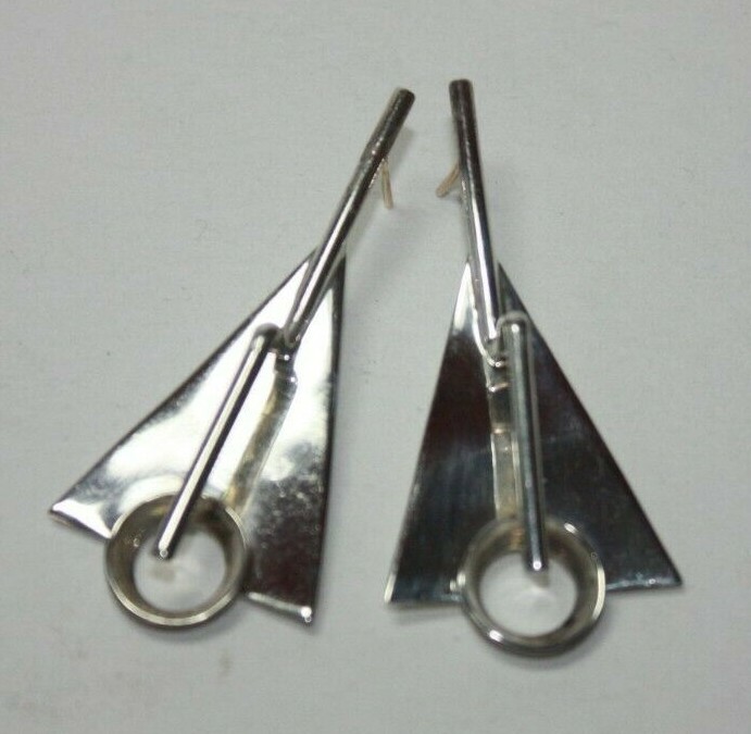 Handmade Sterling Silver Triangular Modernist Stu… - image 2