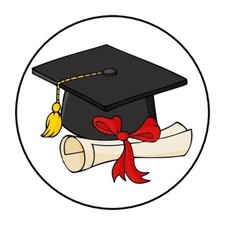 30 graduation Envelope Seals Labels Stickers 1.5" Round favors cap diploma