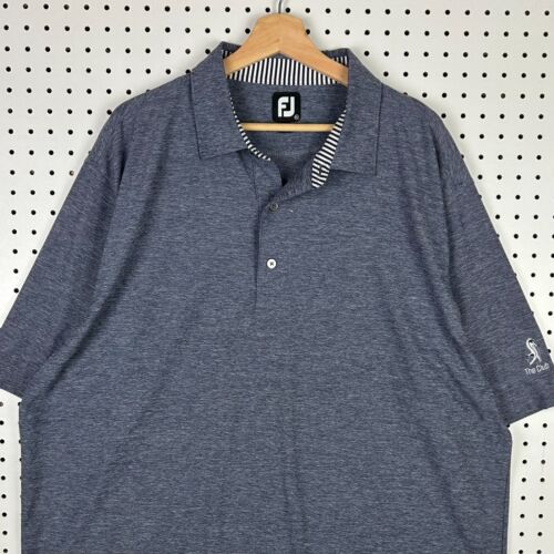 FootJoy Golf Polo Shirt Men's XXL Solid Blue Gray Performance Stretch Logo Club - Picture 1 of 7