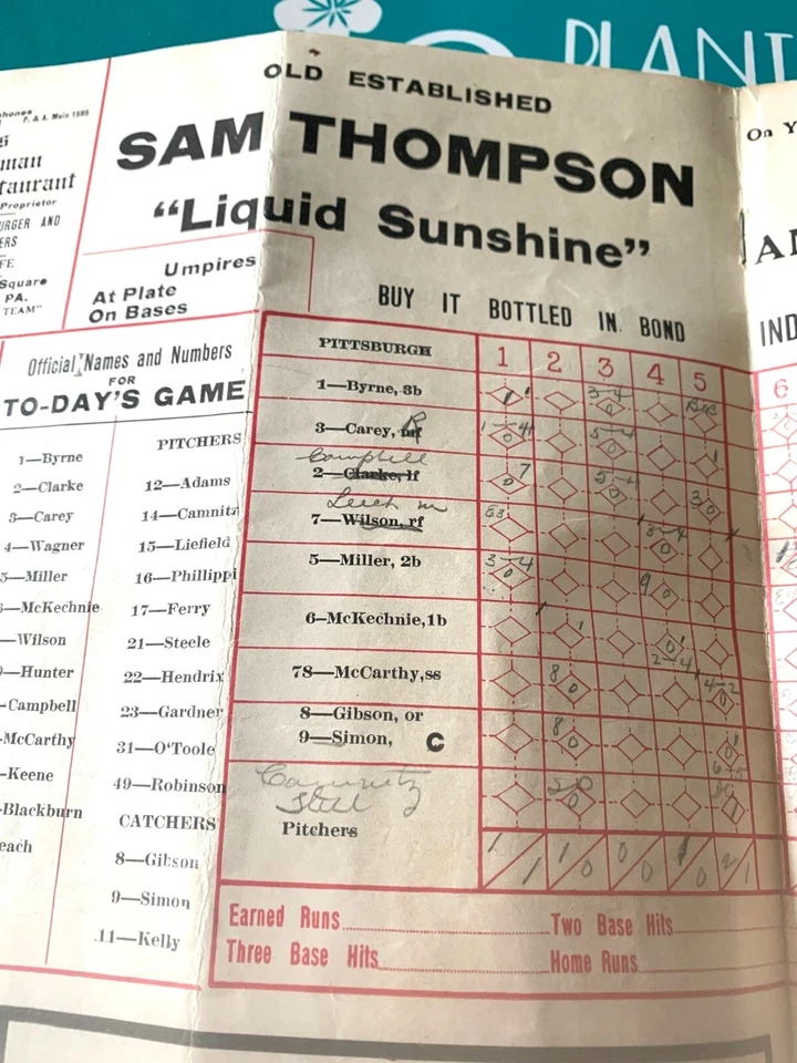 RARE 1911 BASEBALL PROGRAM CINCINNATI REDS PITTSBURGH PIRATES HONUS WAGNER 20 PG - Image 3 of 4