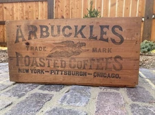 Vintage Wooden Crate Arbuckles Roasted Coffee Box New York Pittsburgh Chicago