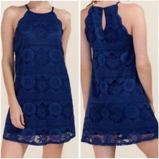 Francescas Women's lace sleeveless dress blue Sz. SMALL