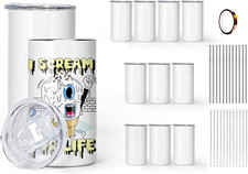 12 Pack 12 Oz Stainless Steel Skinny Tumblers for Kids - DIY Gift Set