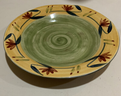 Pier 1 Elizabeth Hand Painted Stoneware 11.5 x11.5 x1.5  Pasta Salad Serve Dish