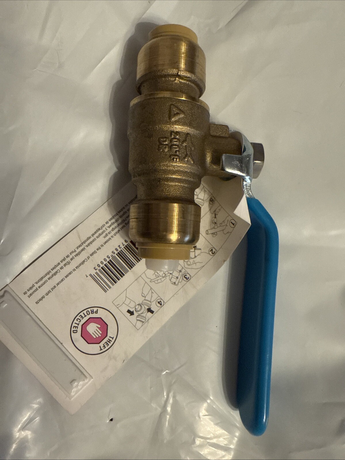 SharkBite 22222-0000LF Brass Push Ball Valve, 1/2” x 1/2” quick push to connect