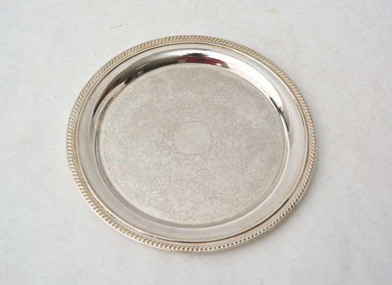 Silbertablett Ø 25 cm ziseliert Gläsertablett Barzubehör Tafelsilber - Bild 2 von 3