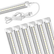6 Pack 4FT LED Shop Light T8 Linkable Ceiling Tube Fixture 24W Daylight 6000K