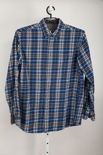 Eddie Bauer Shirt Men Large Tall Blue Plaid Flannel Button Down Relaxed Fit