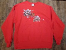 Vintage 90s crewneck sweatshirt women's birds flowers jerzees sz L made in USA