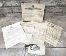 WW1 US Army Sergeant Soldier Dog Tags Papers Lot Enlistment Discharge Promotion