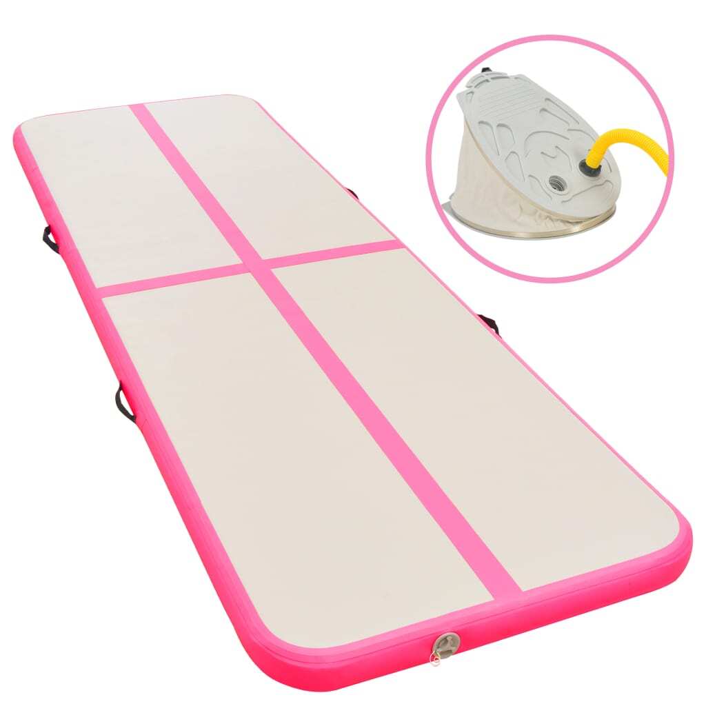 vidaXL Inflatable Gymnastics Mat with Pump 600x100x10 cm PVC Pink