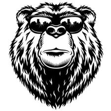 One Cool Bear Sunglasses Rendering Black Vinyl Decal Car Truck Window Tablet