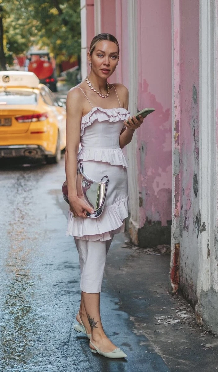 White and light pink dress 2025