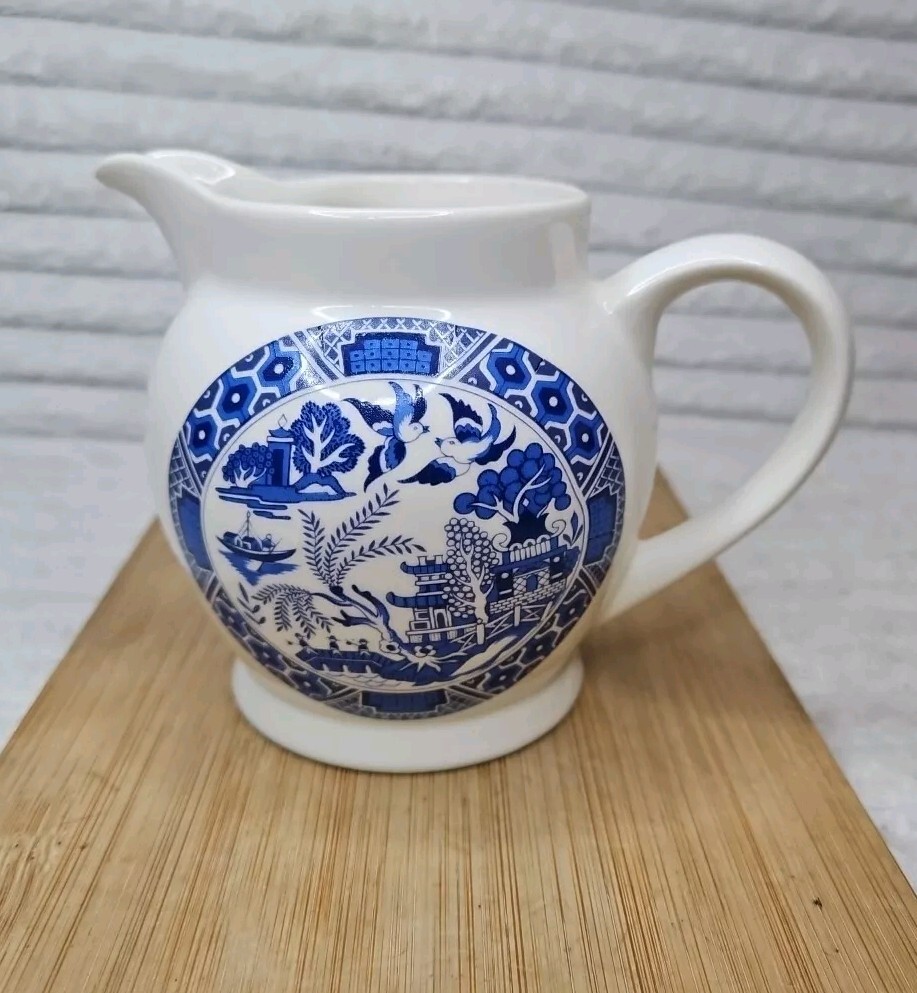 Arthur Wood Jug Creamer Vintage Blue White Pottery 10cm Made In