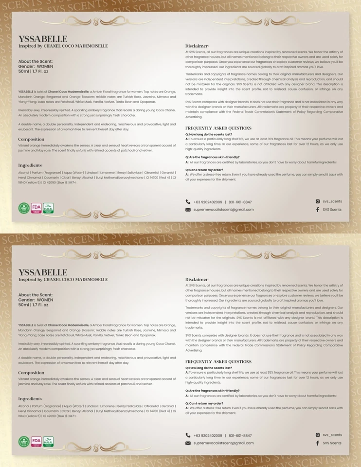 АРОМАТЫ SVS — «YSSABELLE», ВДОХНОВЛЕННЫЕ CHANEL COCO MADEMOISELLE - Изображение 3 из 3