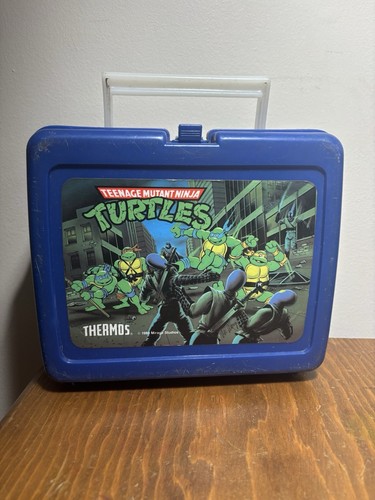 1989 Mirage Teenage Mutant Ninja Turtles Blue Plastic Lunch Box TMNT