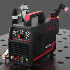 YESWELDER CUT-55DS Plasma Cutter with Gloves, 55A 110V/220V