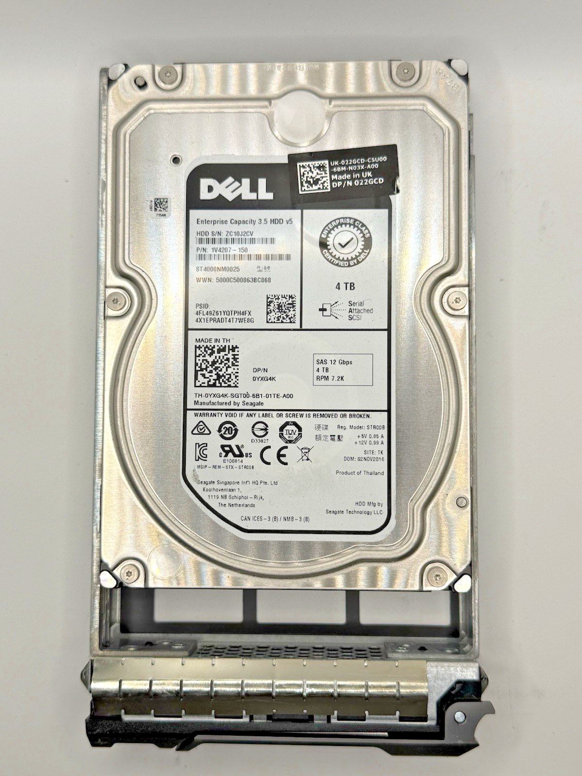 Dell Enterprise Capacity 3.5 HDD V5 4TB SAS 12Gb/s ST4000NM0025 100% Health 2