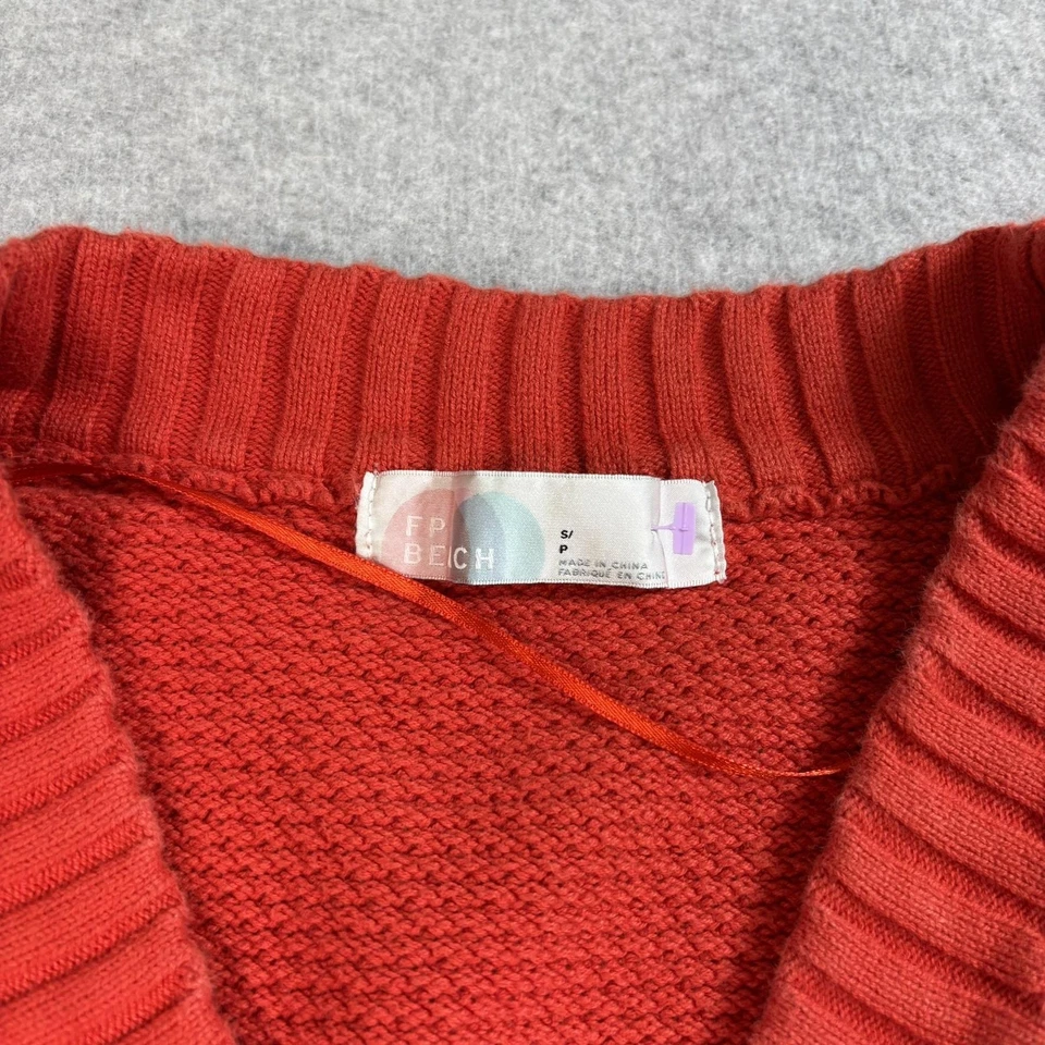 Suéter feminino FP Beach Free People pequeno botão vermelho cropped cardigã botão boho - Imagem 3 de 4