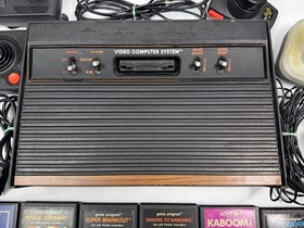 Atari 2600 Woodgrain Console | 4 Switch | Tested | Works | 29 Games | CX2600A