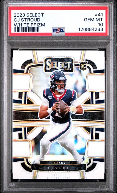 2023 PANINI SELECT WHITE PRIZM #41 CJ STROUD ROOKIE RC 27/35 PSA 10