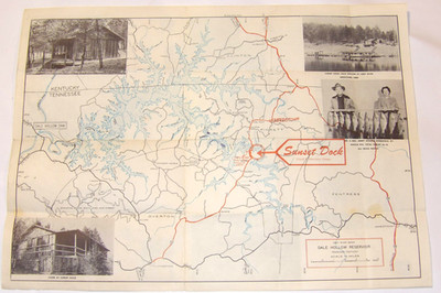 VINTAGE 1950s-60s SUNSET DOCK BYRDSTOWN, TN TRAVEL BROCHURE/MAP! FISHING&BOATING