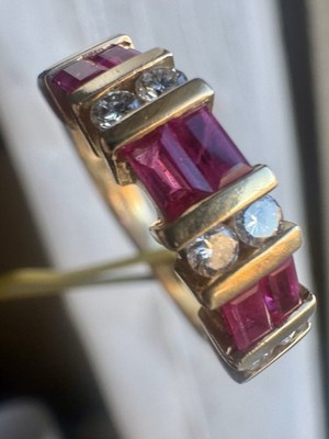 ESTATE .76CT DIAMOND & AAA RUBY 14K ROSE GOLD CLASSIC WEDDING ANNIVERSARY RING