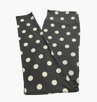 Lularoe Leggings TC Tall Curvy GRAY White Modern Polka Dot CIRCLE Ball Casual