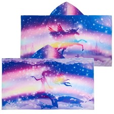 Girls' Hooded Bath Towel, Oversized 50" L x 30" W for Ages 3 to 12 Kids, Merm...