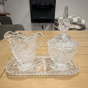 Bleikristall Lead Crystal Hand Cut Rectangular Bird Serving Tray Set 3pc