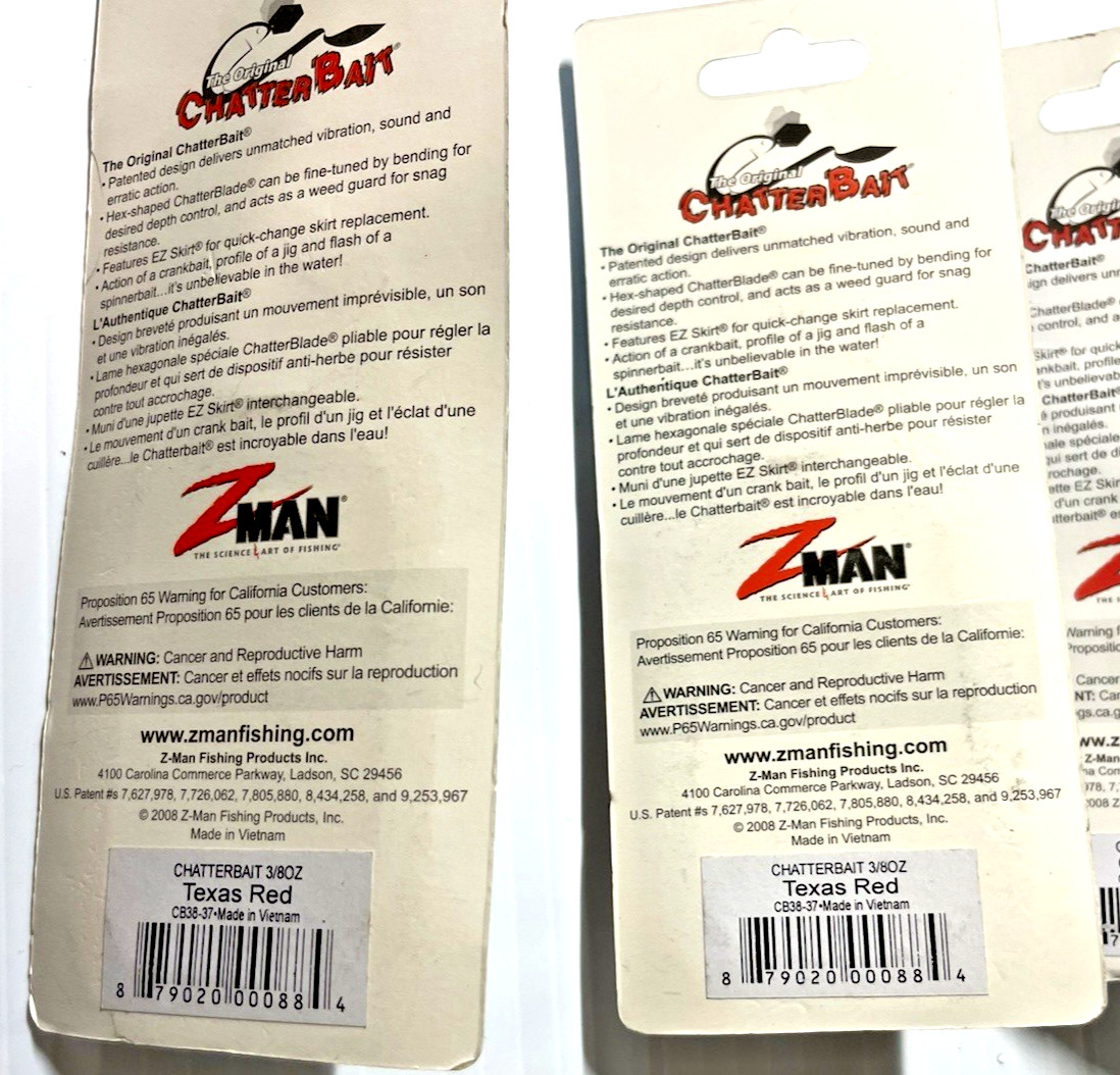 Z-Man 3/8 Oz Chatterbait 5 Bait Lot Texas Craw and Candy Craw - Image 5