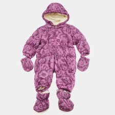 Young Versace Purple Borocco Print Puffer Jumpsuit Set 12M