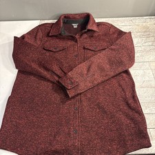 Eddie Bauer Red Marled Button Up Long Sleeve Shirt Fleece Jacket Women  s Large